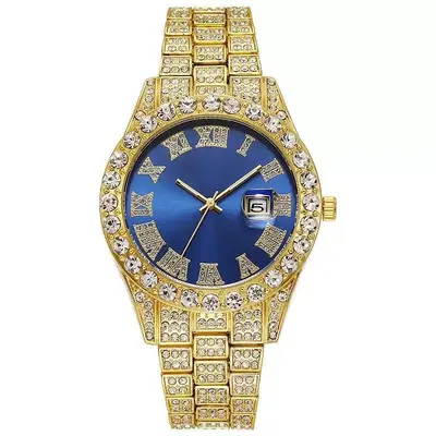 Men's quartz watch with crystals calendar roman numerals - 11