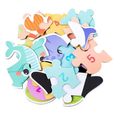 木质铁盒装简易入门级拼图低龄儿童早教创意卡通动物交通拼板玩具