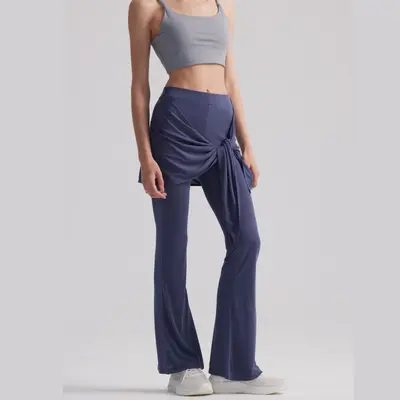Neues Yoga-Schlaghose-Damen-Langhose mit Nackt-Gefühl, Drape-Fall, abnehmbarem Rockteil gegen Verlegenheit, Fitnesshose zum Außentragen, blickdicht gegen Peinlichkeit - 7