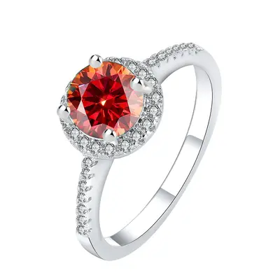 S925 Sterling Silver Moissanite Ring, 1 Carat, Round Cut - 8