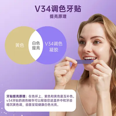 嗨SmileV34紫色美白牙贴去黄牙齿亮白贴片TeethWhitening Strips