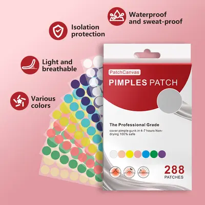 PatchCanvas痘痘贴盒装7色透明圆形痘痘贴纸SHOPEE现货厂家批发