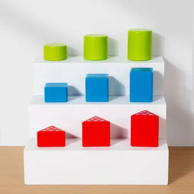 Wooden Rainbow Blocks and Bead Box, Educational Toy