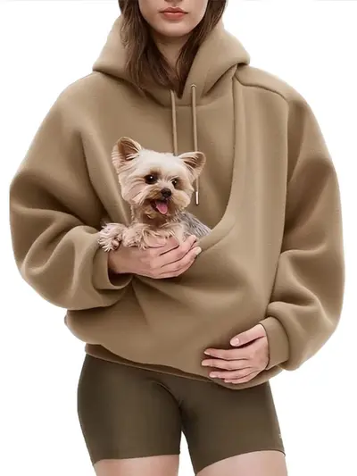 BK8837# Amazon Europa USA Herbst Winter Cross-Border einfarbiger Kapuzen-Plüsch Haustier-Tasche lockerer Pullover Damen