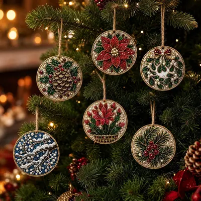 6-Piece Christmas Wooden Ornament DIY Set - 10