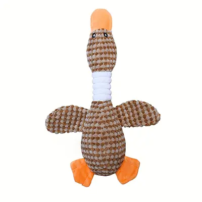 Cartoon Goose Dog Toy, Bite-Resistant Corn Plush with Squeaker, for All Breeds - 8