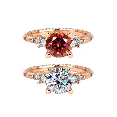 S925 Sterling Silver Star Fire Moissanite Ring, 2 Carat, Birthday Gift