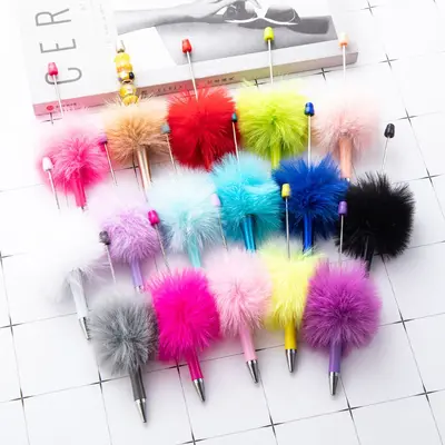 Plush Dotted Beaded Ballpoint Pen, Creative DIY Bead Pen