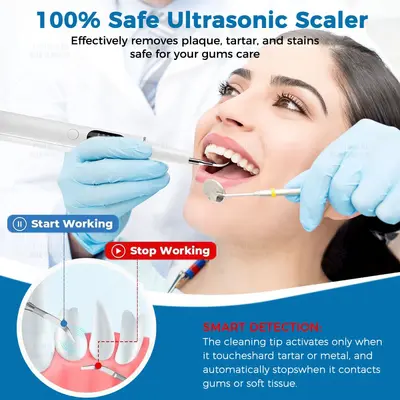 5 seviye ultrasonik diş temizleyici, mor ışıklı