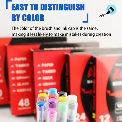Acryl-Marker mit weicher Spitze und deckenden Farben für Kinder und Kunststudenten - 12