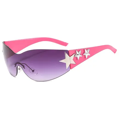 Rimless UV400 Sunglasses, Star Design - 13