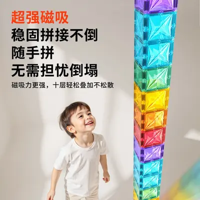 彩窗磁力片儿童益智玩具拼图强磁拼装积木思维训练男女孩生日礼物 - 5