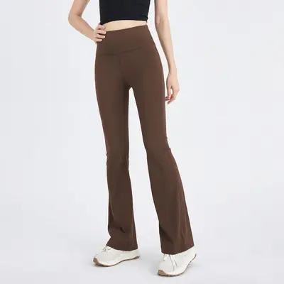 Women's High-Waist Flare Yoga Pants with Tummy Control, Slim Fit Sports Fitness Trousers