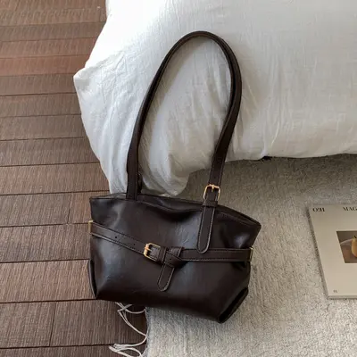 Kadın Tote Çanta, Retro Sade Tasarım, Kişisel Tek Omuz Çantası - 9