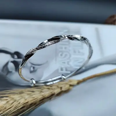 Mobius bracelet, women's, solid metal - 3