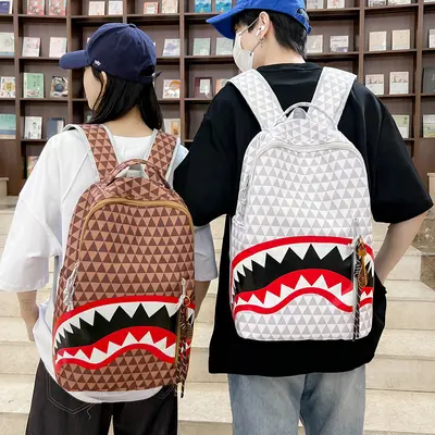 Shark Mouth Backpack Large Capacity Student School Bag Travel Commuter Backpack - 4