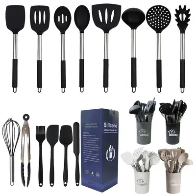 Sınır ötesi silikon spatula ve çorba kaşığı 15 parçalı set, yapışmaz silikon spatula, yüksek sıcaklığa dayanıklı ev tipi silikon mutfak gereçleri seti toptan satış - 7