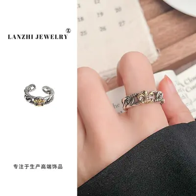岚芷551-600复古朋克风小众925纯银戒指女蝴蝶韩国欧美跨境饰品男 - 7