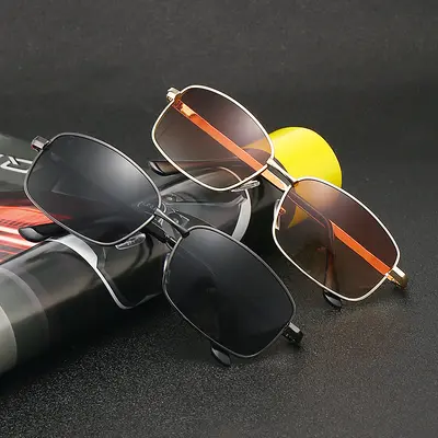 Herren-Metall-Sonnenbrille, quadratisch, polarisiert - 1