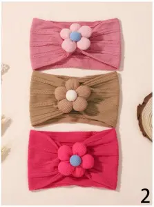 Baby Headband Set, Soft Nylon, Flower Design - 8