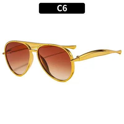 Retro-Sonnenbrille mit Doppelsteg und großem Rahmen - 12