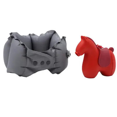 Portable travel neck pillow, press-to-inflate U-shaped - 7