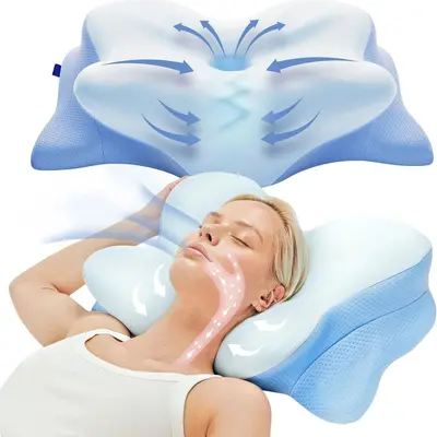 Hersteller Großhandel Schmetterlings-Nackenstützkissen mit Eisseide Kühlkissenbezug Schlafkissen Nackenschutz nicht einfallende Memory Foam Kissen