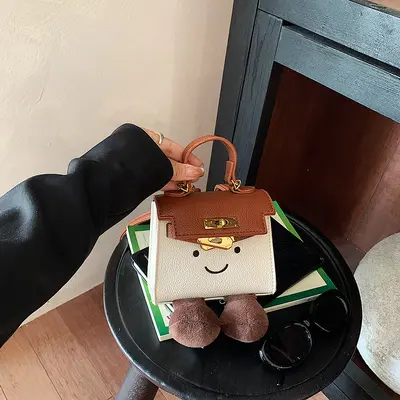 Kids Mini Crossbody Bag, Smiley Lychee Pattern Cartoon Handbag