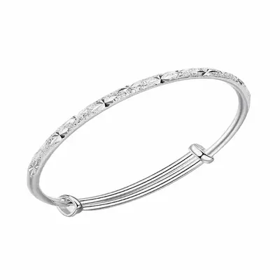 Silver bracelet for women, baby's breath design, push-pull style - 4