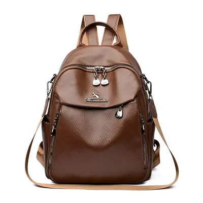 Women's Retro PU Soft Leather Backpack for Commuting - 7