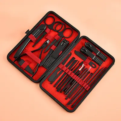 Nail scissors set, black, 8-piece or 24-piece