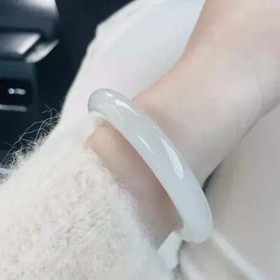 10mm Chalcedon-Armband, weiß, chinesischer Stil, rundes Design - 5