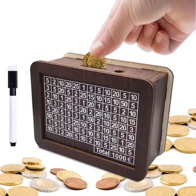 Sınır ötesi popüler sayaçlı retro yaratıcı yeniden kullanılabilir ahşap kumbara - 2