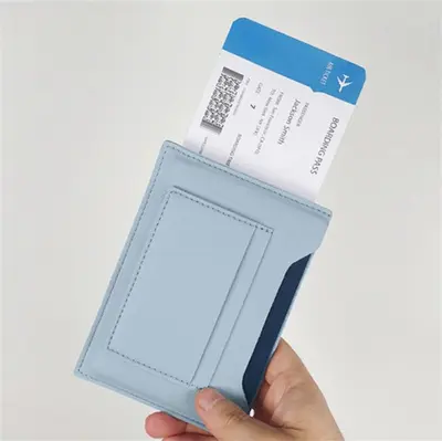 Korean-style travel passport holder, PU leather, multiple card slots - 3