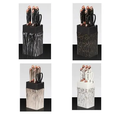 Kitchen Knife Set 7-Piece Stainless Steel Marble Pattern