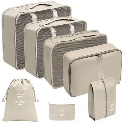 Reise-Aufbewahrungstasche-Set, 11-teiliges Set für Geschäftsreisen, Kleidungs-Kompressionsbeutel mit Kordelzug, faltbare Netz-Aufbewahrungstaschen für Make-up und Toilettenartikel. - 8