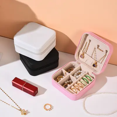 Jewelry Storage Box Beaded Necklace Earrings Studs Rings Small Zipper Jewelry Pouch High-end Jewelry Packaging Box