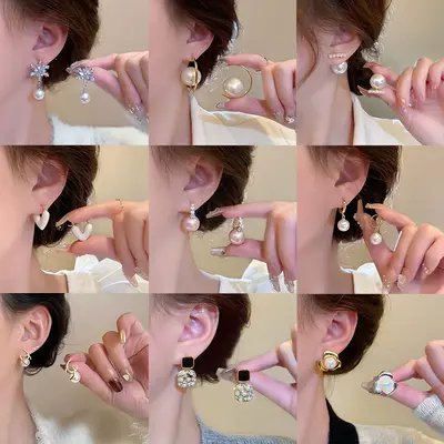 S925 silver pearl stud earrings for women, lightweight luxury - 2