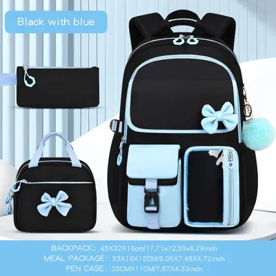 Amazon Best-selling High-capacity Bow Tie Three-piece Set Schoolbag for Girls, Junior and Senior High School and College Students, Backpack - 9
