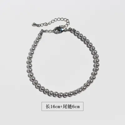 Silver-Grey Pearl Necklace, Bracelet and Earring Set - 11