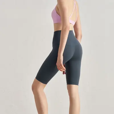 Kadın Yoga Şortu 5 Cep, Çıplak His Dokulu, Yüksek Belli Kalça Kaldırıcı - 2