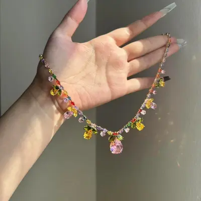 Kelebek kolye choker, vintage, saçaklı boyun zinciri - 4