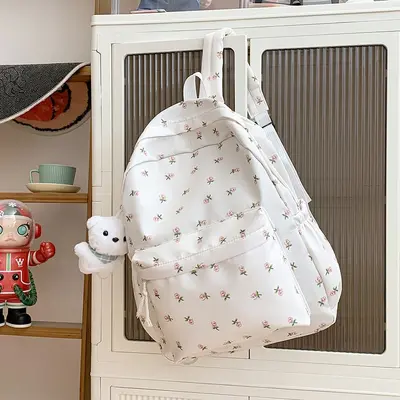 Japanisch inspirierter Rucksack mit Blumenmuster für Mädchen, Schultasche - 8