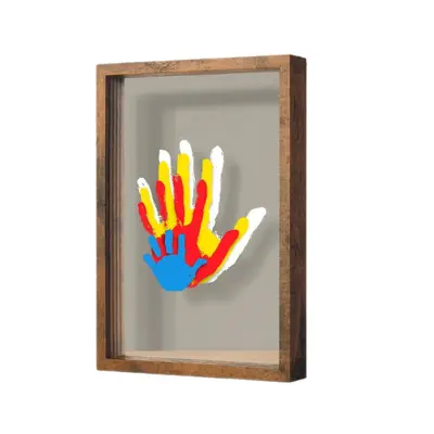 DIY akrilik boya seti ve ahşap el izi çerçevesi, dört ve beş gözlü