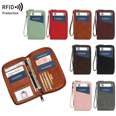 RFID korumalı pasaport cüzdanı, çok bölmeli seyahat çantası - 2
