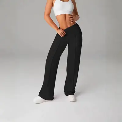 Schmal geschnittene lange Outdoor-Sporthose mit Bundnaht und Taschen