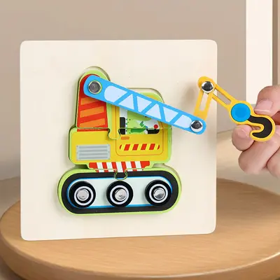 Kinder 3D-Puzzlespielzeug Holz Verkehr Stecksystem - 3