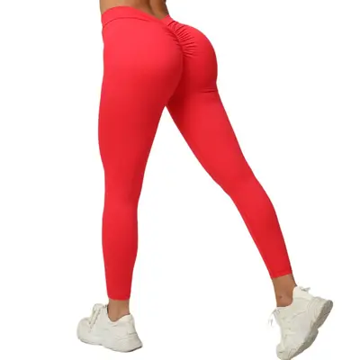 Dikişsiz Şeftali Kalça Yoga Pantolonu V Bel Dar Kesim - 6