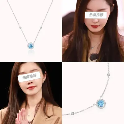 Navy blue clavicle chain 5A zircon luxury necklace women