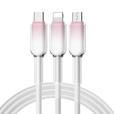 Buz Kristali Gradyan Üç-in-bir Veri Kablosu Type-C Üçlü Süper Hızlı Şarj Şarj Kablosu Örgülü Apple 15 Uyumlu - 8
